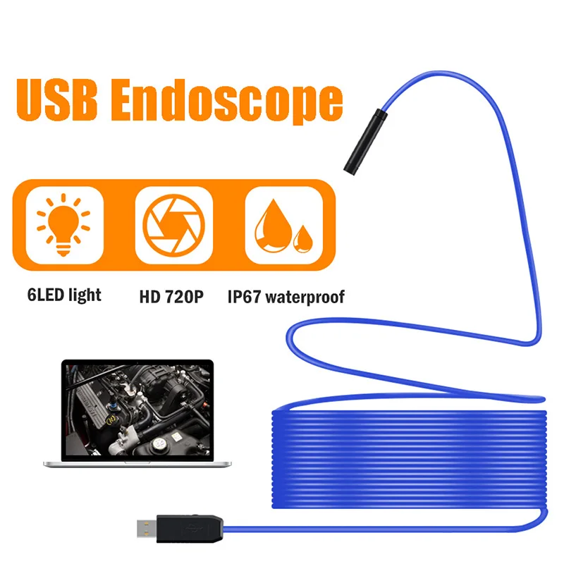 

2018 Newest USB Endoscope Camera 720P Waterproof Snake Camera with 6 Adjustable LED For Windows & Macbook OS Computer