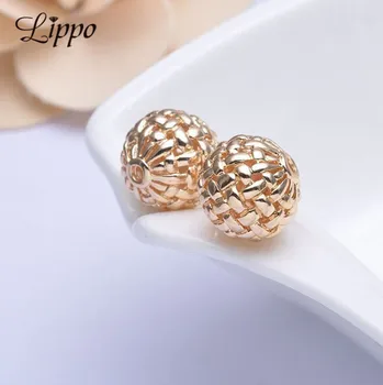 

10pcs Big bead 15mm 24k Gold Color Rope weaving Bead Copper Metal embellishments Components for jewelry