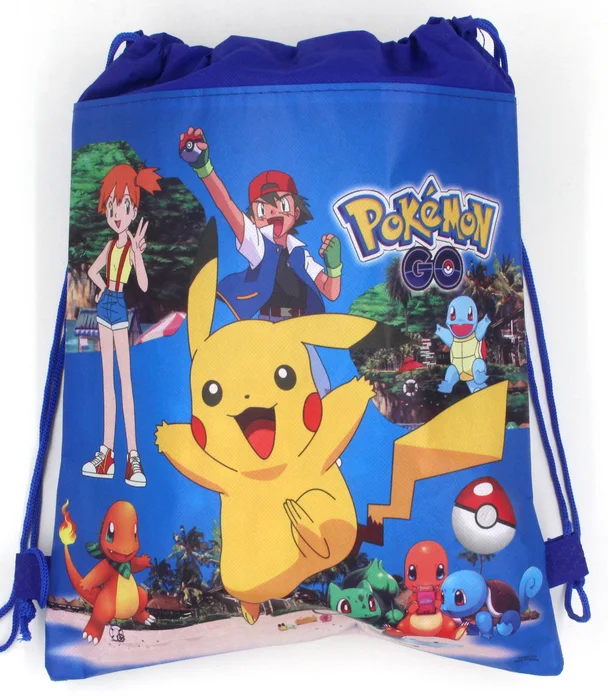 

12Pcs Pokemon Go Drawstring Bags Kids Favors Non-Woven Fabric Boys Gifts Bag Baby Happy Birthday Party Shopping School Bags