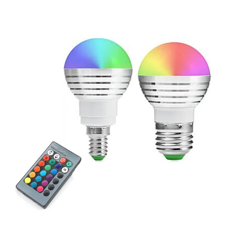 Светодиодная RGB лампа 5 Вт E27/E26/E14 AC85 265V 16 цветов с регулируемой яркостью прожектор