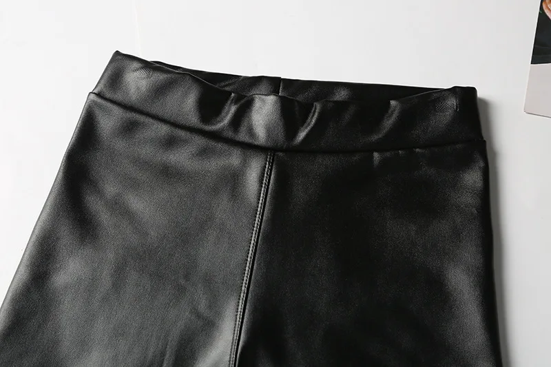 BIVIGAOS Fashion Women PU Leather Pants Elastic High Waist Winter Leggings Slim Velvet Leather Leggings Skinny Fleece Trousers aybl leggings