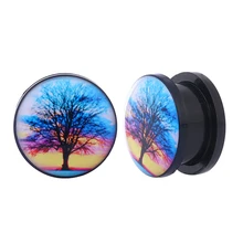 2 шт. акриловые расширители для ушей винт подходит беруши Туннели мира деревья 6 мм 8 мм 10 мм 12 мм 14 мм 16 мм для тоннелей в ушах на теле растяжки кольца