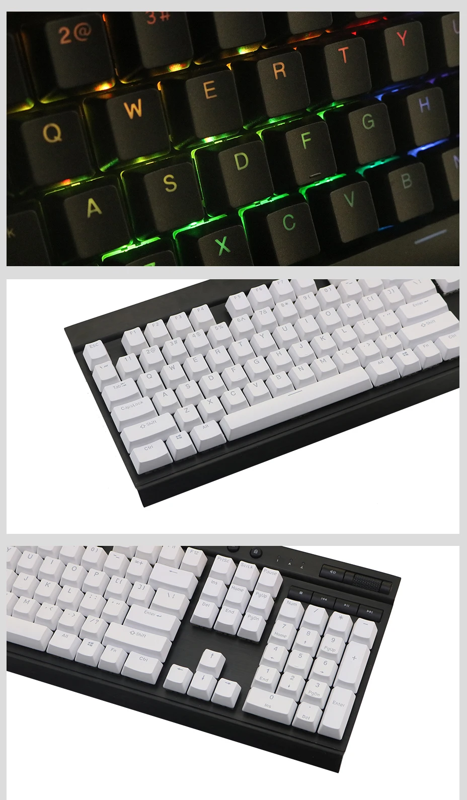 Белый черный 108 ключ PBT Double shot с подсветкой для Corsair STRAFE K65 K70 logitech G710+ Механическая клавиатура keycap