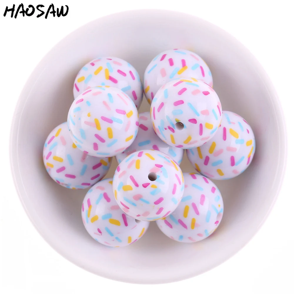 

20MM 100Pcs/Lot Round Acrylic Chunky Printing Beads Handmade Jewelry Material For DIY Jewelry Findings Accessories Making