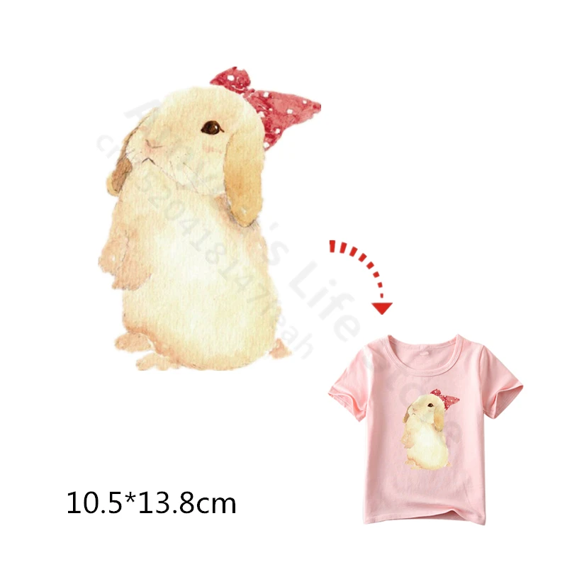 

2Color Rabbit Stickers for Children's Clothing Transfer Thermal Press Pyrography Paper iron On Washable T-shirt Sweater Fleece P