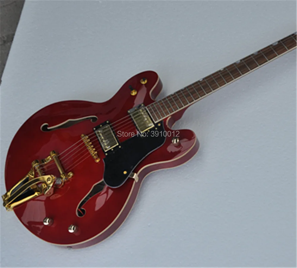 

Hot Selling Top Quality Gretsch semi-hollow double f-hole large rocker electric guitar Free Shipping