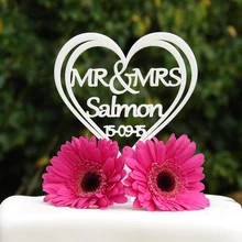 Топперы для свадебного торта с именами внутри сердца, персонализированные топперы для торта, элегантные изготовленные на заказ топперы для свадебного торта