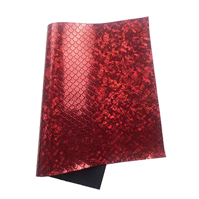 Лазерное зеркало искусственная Синтетическая кожаная ткань рыбья чешуя Pu искусственная кожа листы для самостоятельного пошива одежды сумки обувь материал - Цвет: red