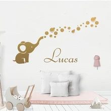 Custom Name Elephant Wall Stickers Home Furnishing Decorative Wall Sticker Pvc Wall Decals Art Decals