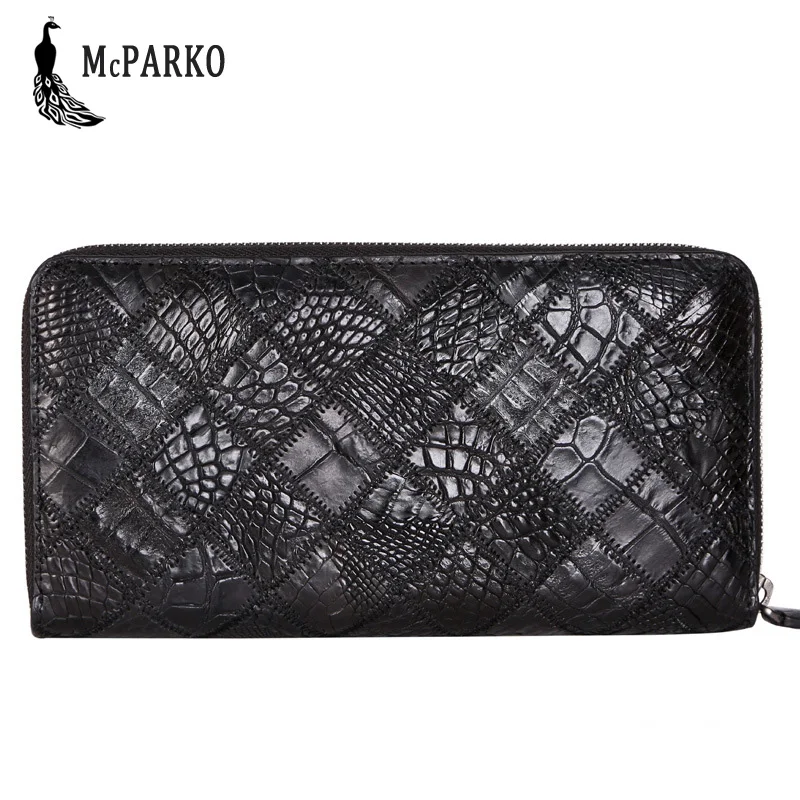

Luxury Crocodile Skin Genuine Leather Wallet Men Clutch Wallet Long Zipper Purse For Men Fashion Credit Card Holder Purse Black