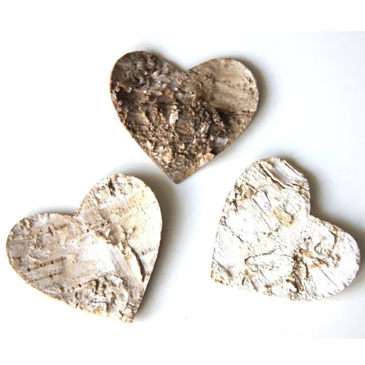 

160pcs Birch Bark Wood Heart Shape Slices for DIY Wedding Decor Wood Burning, Making Ornaments Heart Shaped Craft Wood Name Tags
