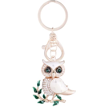 

5PCS Rhinestone Owl Keychain Chaveiros Personality Charm Animal Alloy Car Keyfobs porte clef Creative Bag Accessories Gift R028