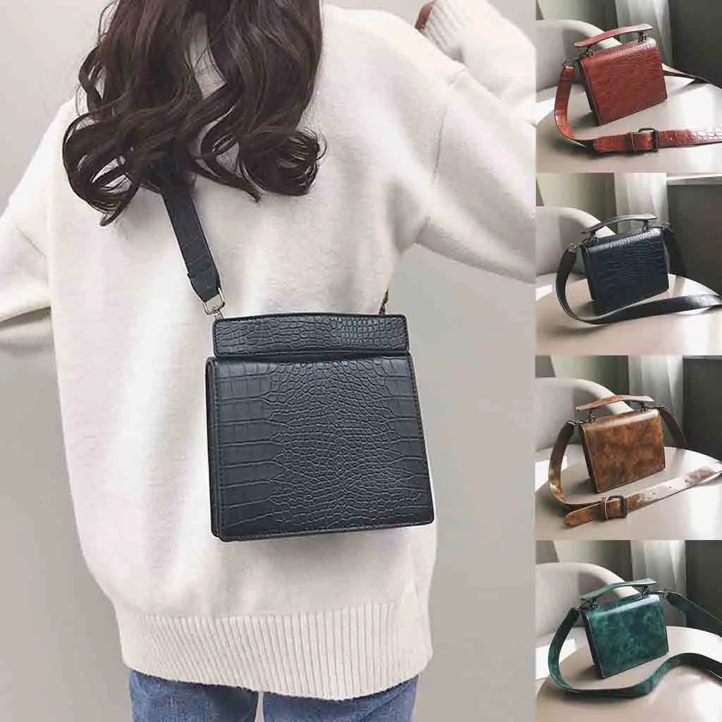 

Altbest 2019 bags luxury handbags Women Vintage Crocodile Pattern Matte Handbag Shoulder Slung Small Square Bag carteira fe#G25