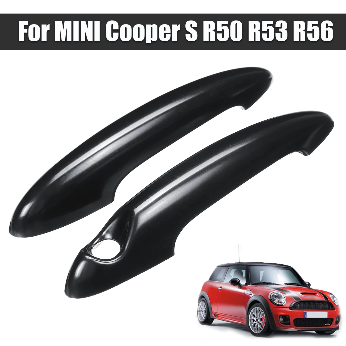 2 piezas cubierta de la manija de la puerta para BMW Mini Cooper S R50 R53 R56 brillo Auto Exterior piezas negro cubierta de la manija de la puerta Trim