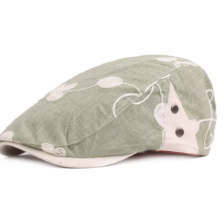 [DINGDNSHOW] бренд береты кепки хлопок леди печати Козырьки Шляпы элегантная плоская шляпа для мужчин - Цвет: green