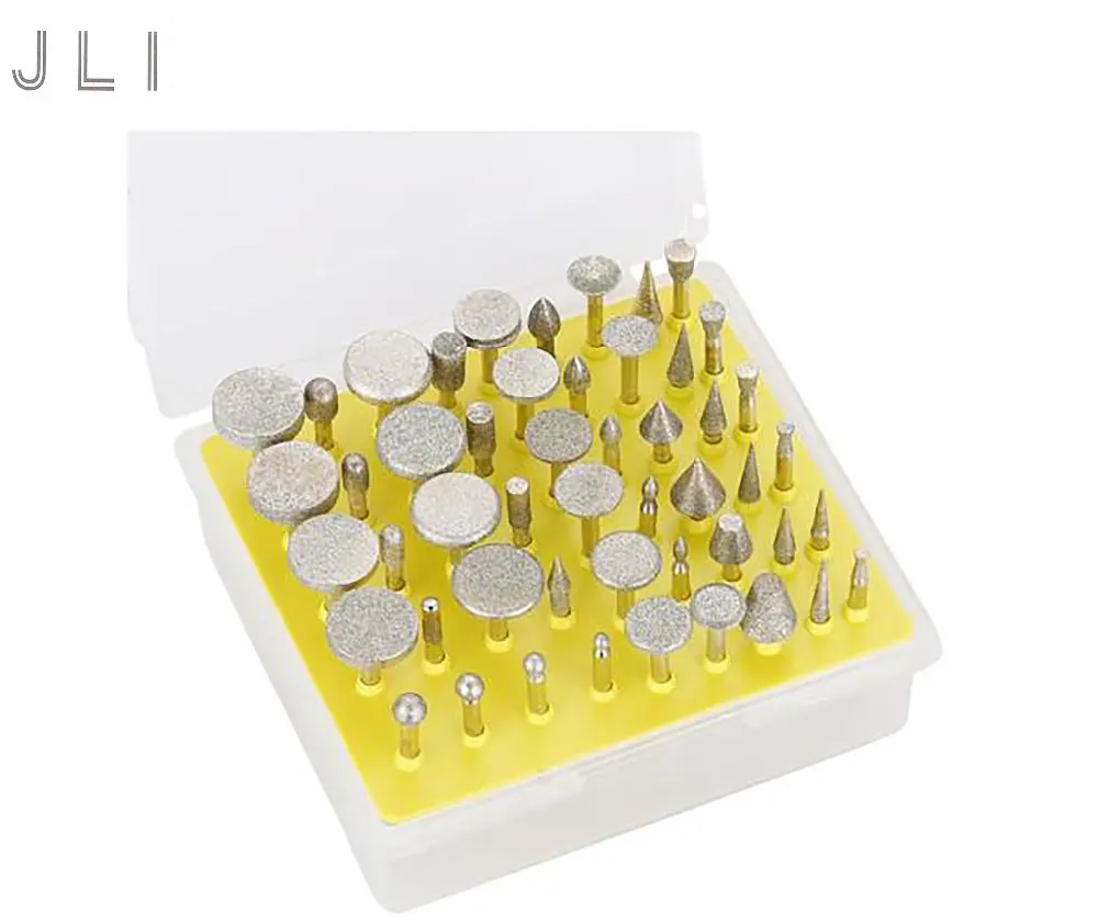 JLI 50PCSDiamond Coated Grinding THK Grinder Head Glass Burr For DREMEL