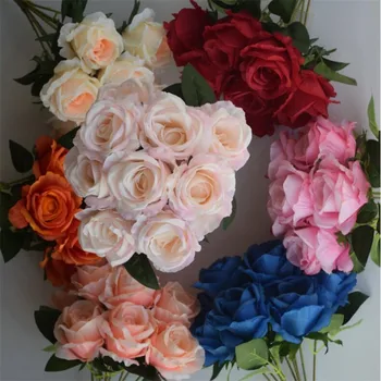 

Fake Rose Bunch (9 stems/piece) 15.75" Length Simulation Roses for Wedding Home Showcase Decorative Artificial Flowers