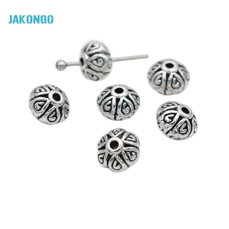 JAKONGOAntiqueSilverPlatedLooseSpacerBeadsforJewelryMaking