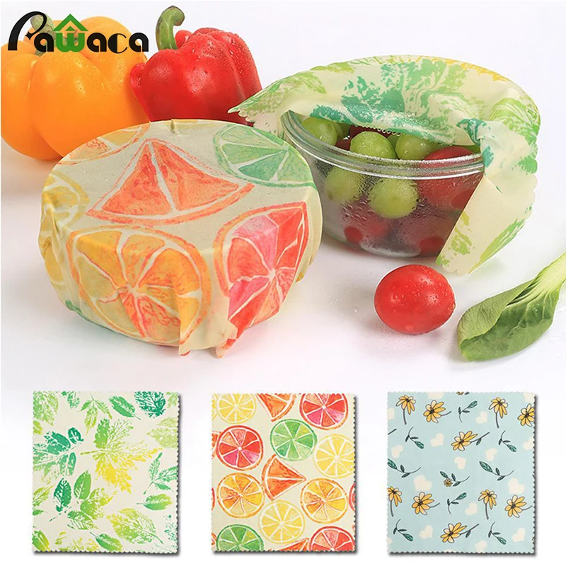

Beeswax Food Wrap Fresh Cloth Reusable Wax Wraps Food Eco-Friendly Snack Wrap Kitchen Tools for Sandwich Snack Fruit