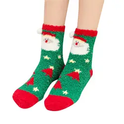 Зимние Модные женские и мужские унисекс повседневные рождественские милые Мультяшные животные толстые носки для сна # A