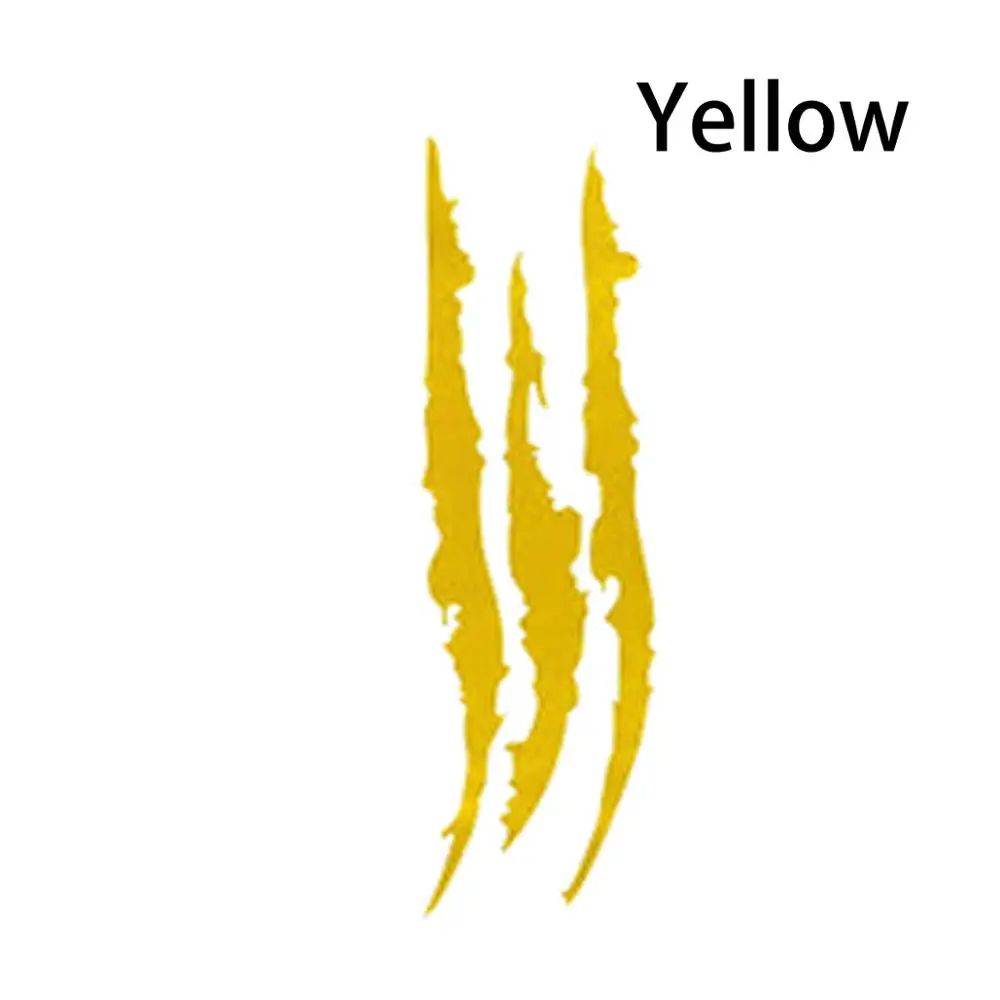 2 шт 40 см X 12 см Автомобильная наклейка светоотражающая монстра полоска от царапин коготь метки авто фары украшения виниловые наклейки на автомобиль - Название цвета: yellow