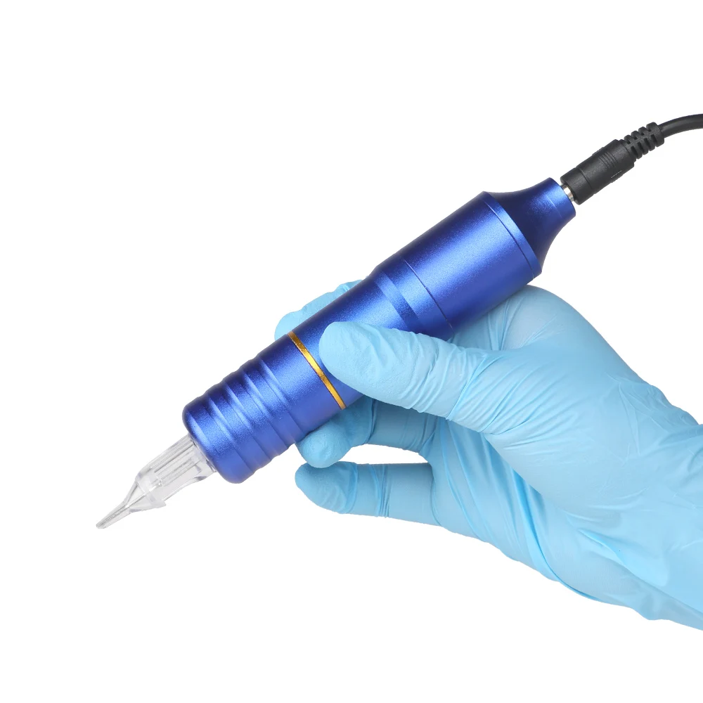 

Solong Tattoo Hybrid Tattoo Pen Rotary Tattoo Machine Gun for shader linnner coloring Needle Cartridges with DC5.5 blue EM108-3