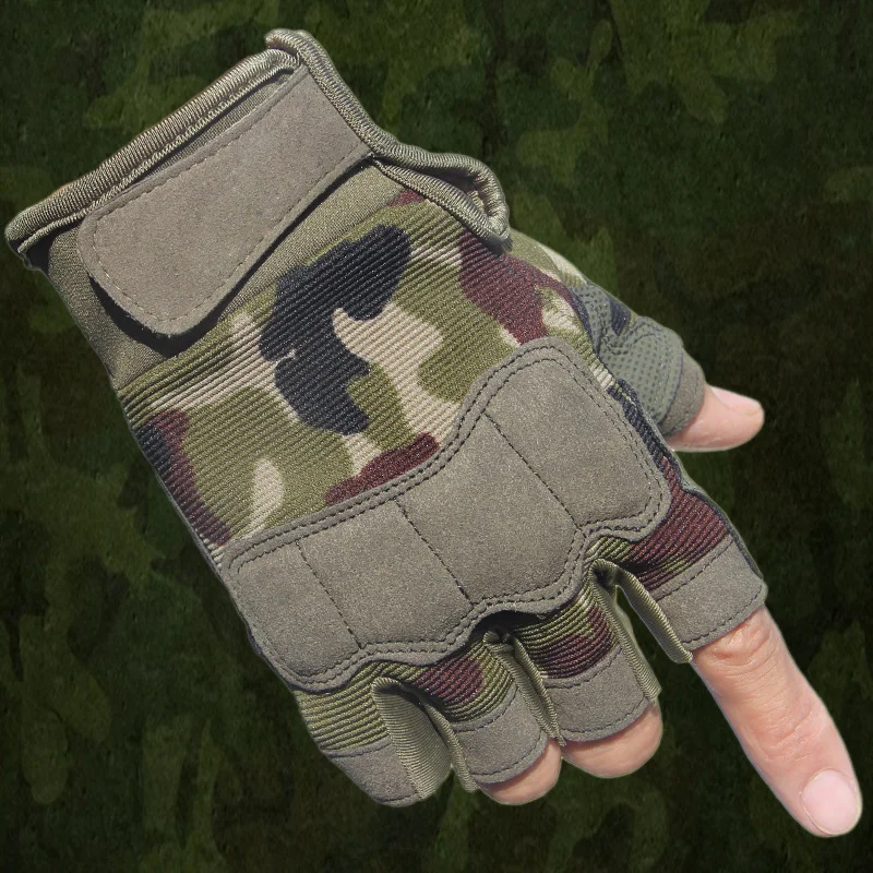 Армейские военные тактические велосипедные камуфляжные перчатки с полупальцами для мужчин и женщин, спортивные перчатки для альпинизма, фитнеса, вождения спецназа A15