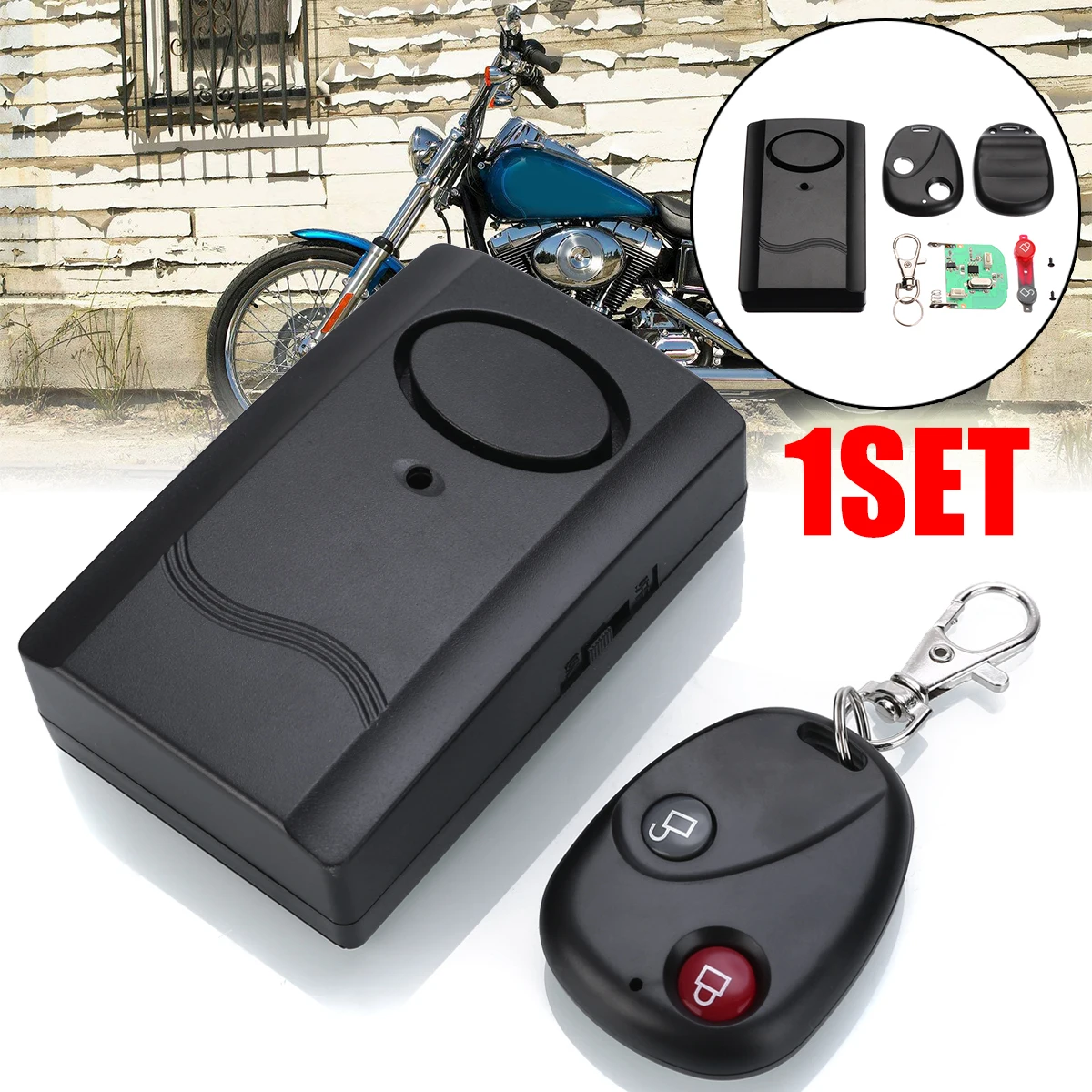 Mayitr 1PC 120db 9V Motorcycle Moto Scooter Security Alarm Anti Theft With Remote Multipurpose For Safety Boxes Indoor Outdoor