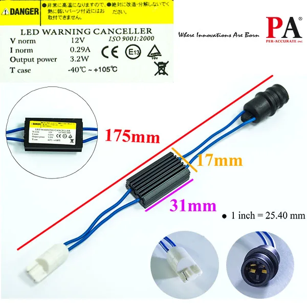 PA светодиодный 2 шт. x T10 ошибка свободные адаптеры Комплект W5W 168 194 светодиодный Canbus компенсатор