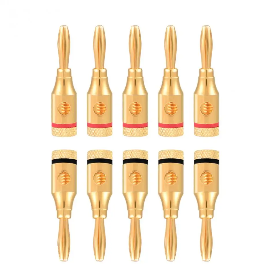 10 Pcs Gold Plated Speaker Banana Plug Wire Audio Connector Adapter