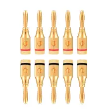 10 Pcs Gold Plated Speaker Banana Plug Wire Audio Connector Adapter