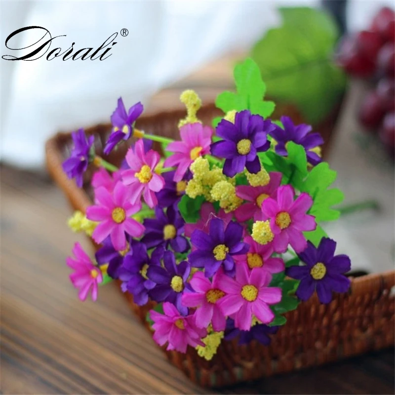 7 branch 1 Bouquet 28 heads cute silk daisy artificial decorative flower wedding flower bouquet home room table decoration