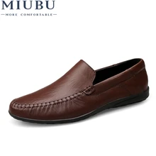 MIUBU/Большие размеры 36-47; повседневные мужские лоферы без застежки; сезон весна-осень; мужские мокасины обувь из натуральной кожи; мужская обувь на плоской подошве