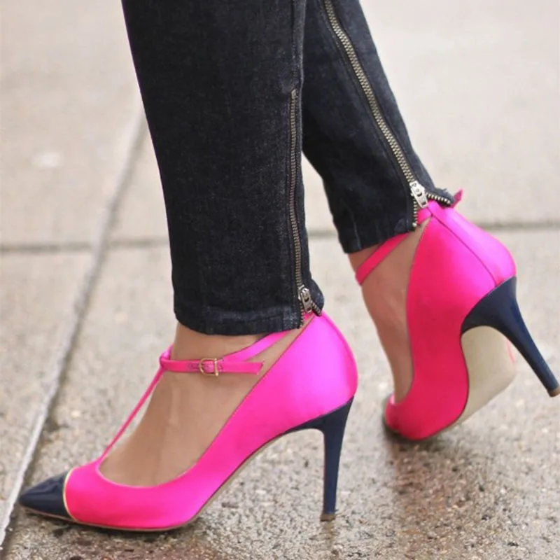pink and navy heels