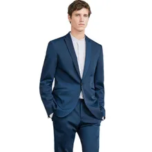 Индивидуальный заказ Модные Темно-синие Для мужчин тонкий подходит Костюмы смокинг Нарядные Костюмы для свадьбы жениха официальная Вечеринка Костюмы куртка+ Штаны