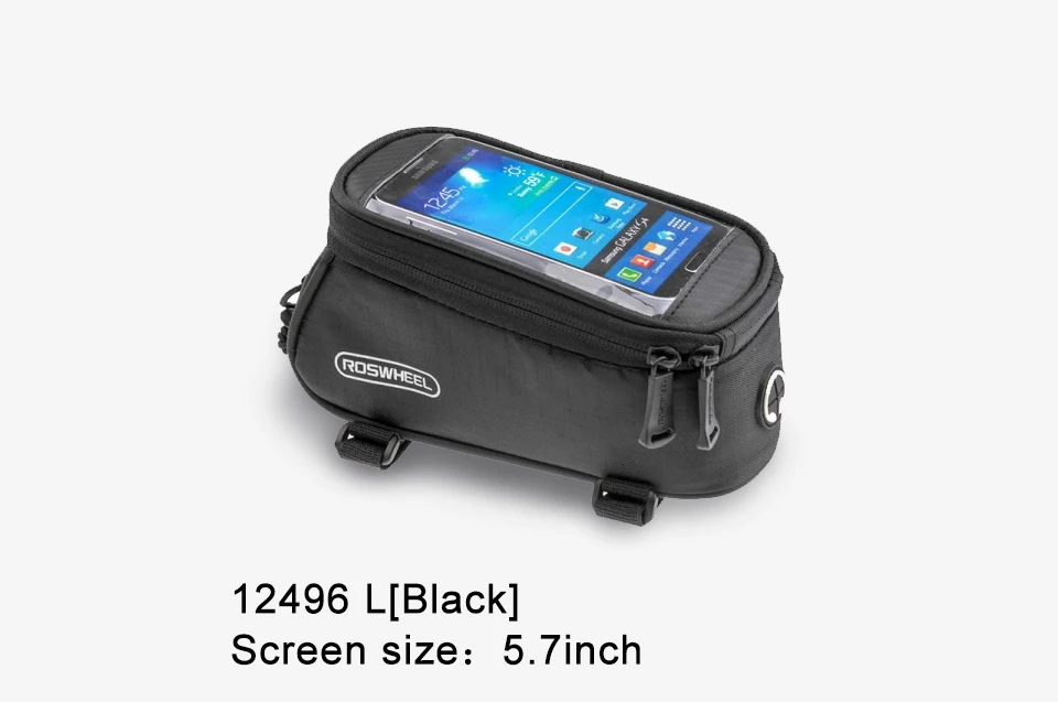 Best ROSWHEEL Bicycle Bags Frame Front Head Top Tube Waterproof Bike Bags&Double IPouch Cycling For 5.5-6.2 in Cell Phone Touch 3