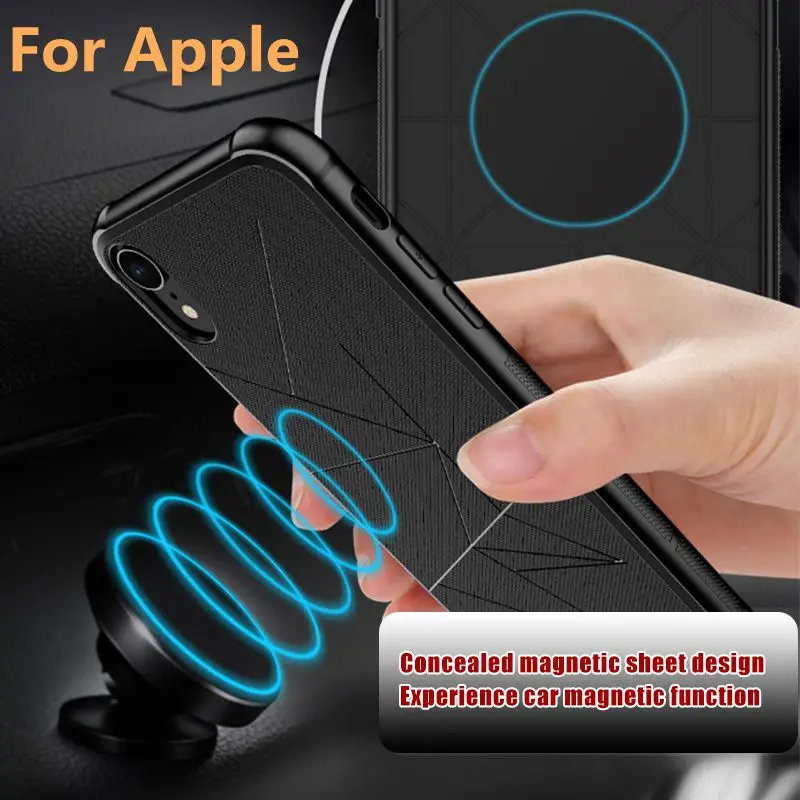 

Magnetic Car Phone Case for iPhone X XS Max 7 8 6 6S Plus Geometry Non slip Soft TPU Magnet Back Cover for iPhone X XR Shell