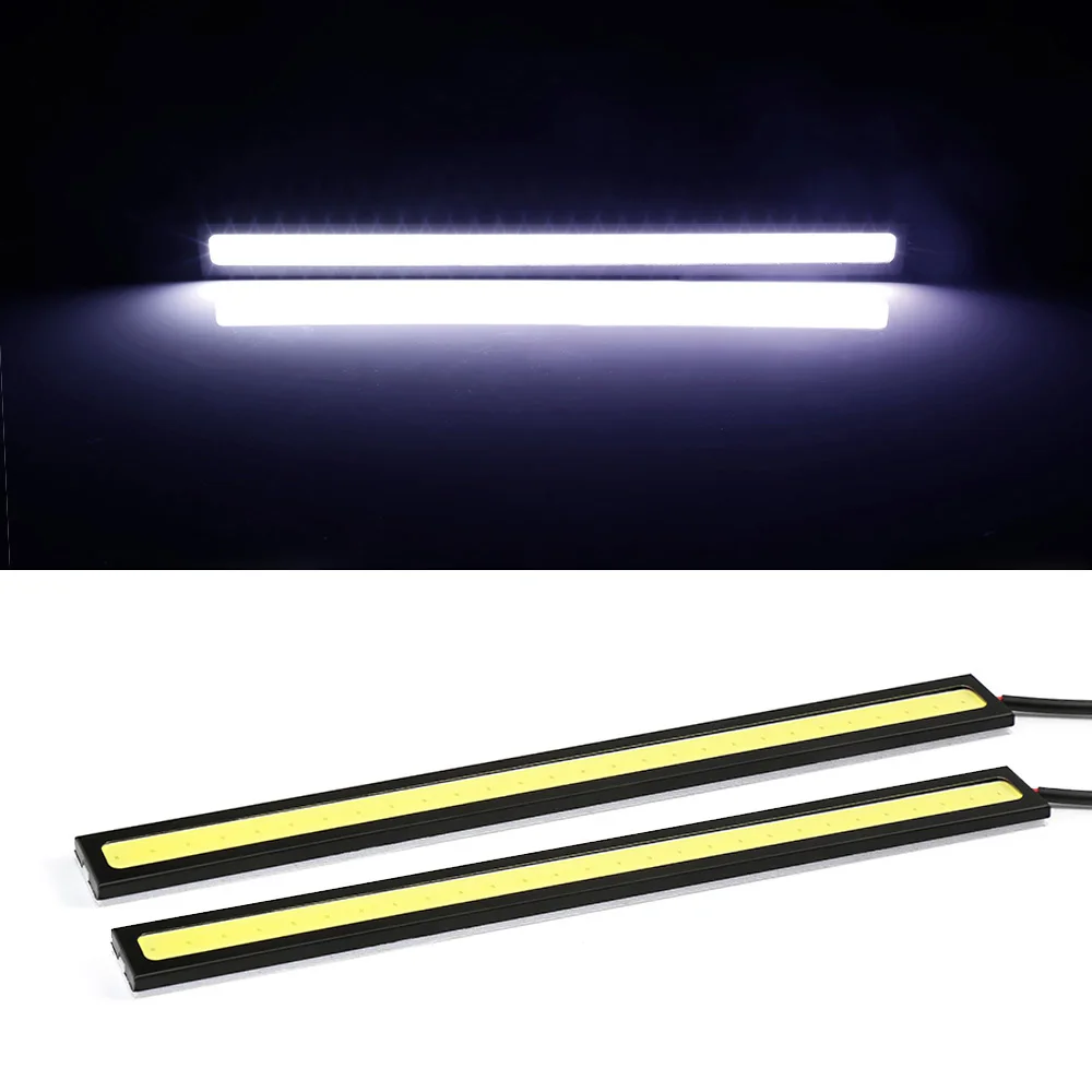 1PIC 17cm COB LED DRL Driving Daytime Running Lights Strip 12V COB LED DRL Bar Aluminum Stripes Panel Car Working Lights