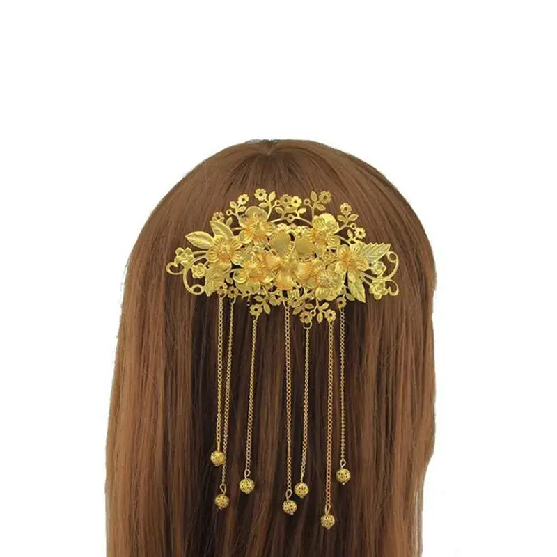 Exotic Allure Chinese Hair Comb Cheongsam Hair Accessory (Golden)in