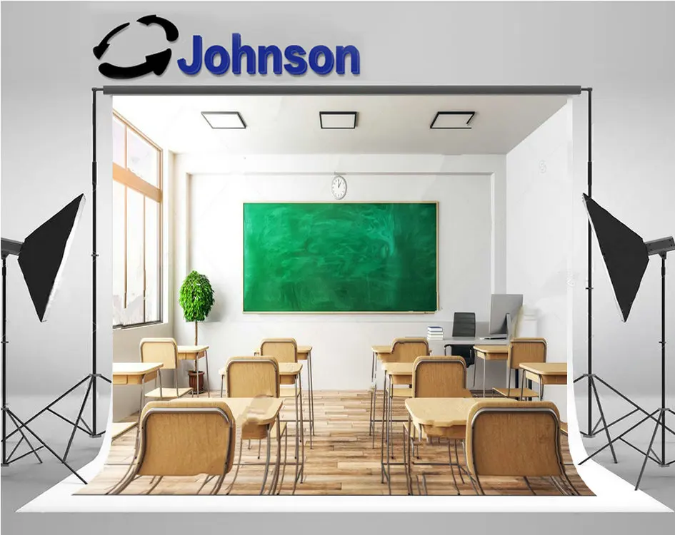 class Classroom Class Room Interior Chalkboard Furniture Clock Shool backdrop Computer print wall backgrounds | Электроника
