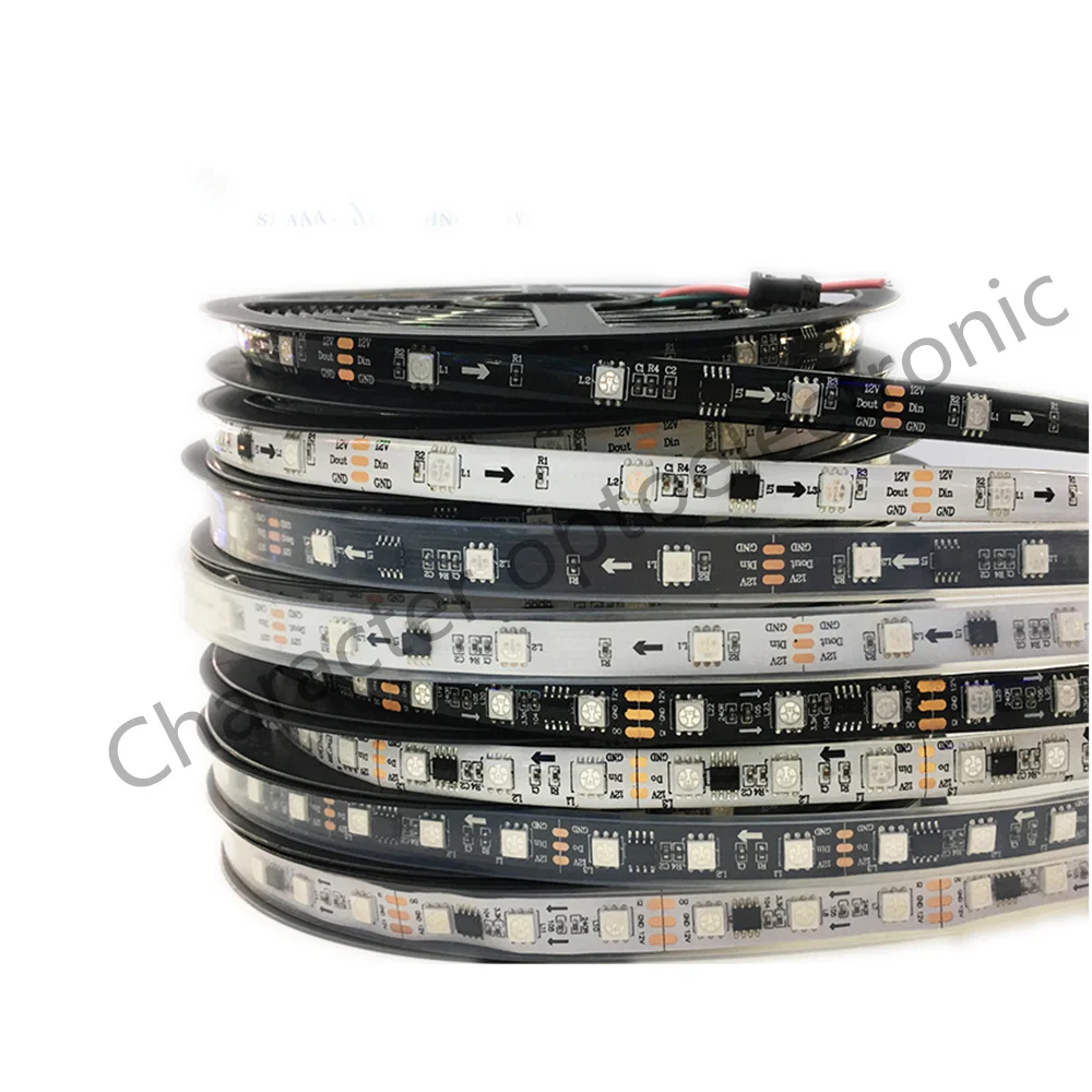 DC12V WS2811 5050 SMD RGB Strip Addressable 30/60leds/m Led Pixels External 1 ic control 3 Leds 5m/roll waterproof IP67/IP30