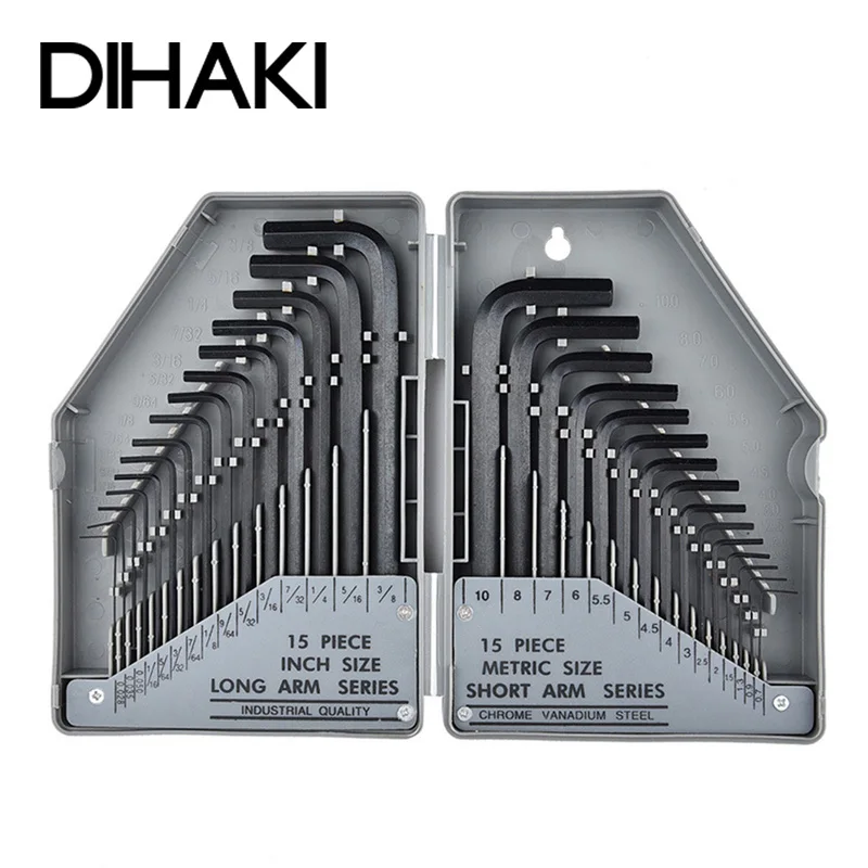 8 Pièce 1//4 /"Drive Set Hex//Allen Métrique Pouces Chrome Vanadium Douille Kit