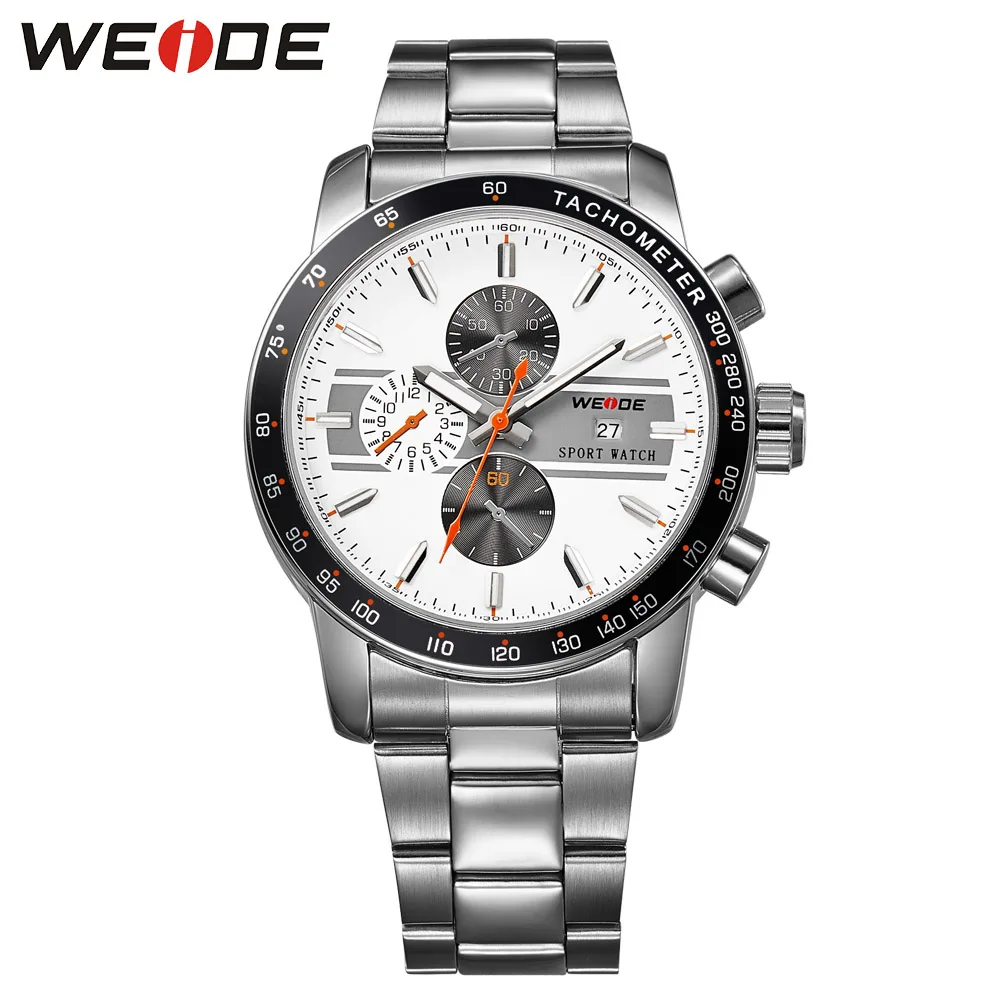 

Fashion WEIDE Sport Watch Men Quartz Analog Watch Steel Folding Clasp White Dial Man Waterproof Military Wristwatch Hombre Clock