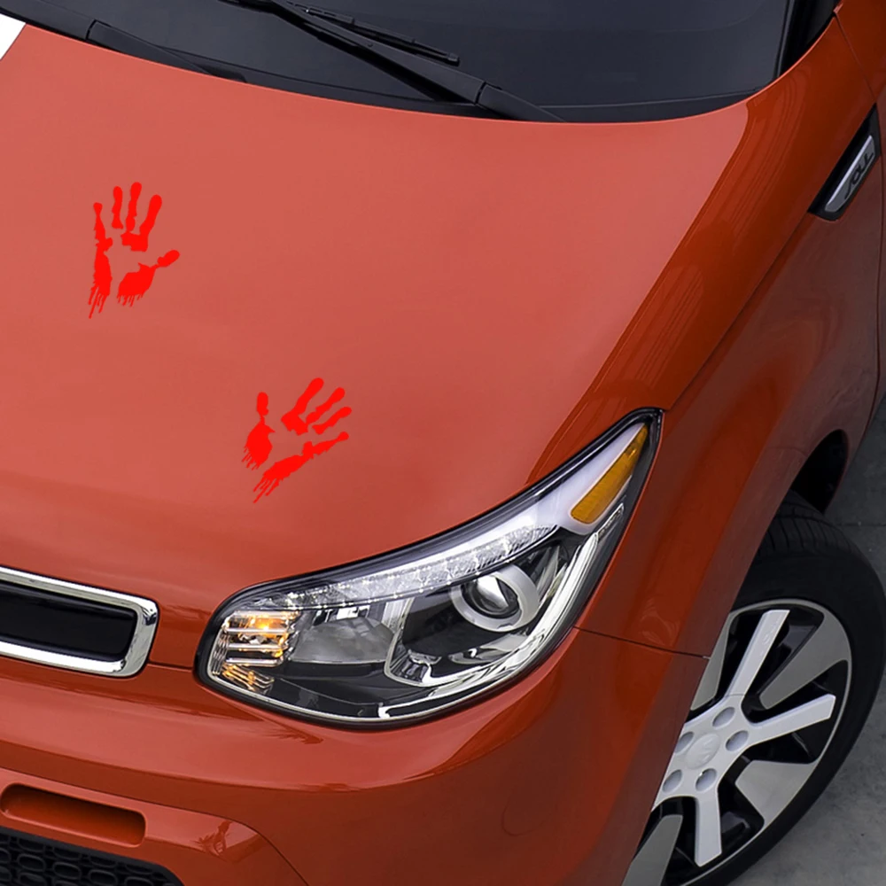 Car Window Stickers and Decals Zombie Red Bloody Hands Auto Motorcycle