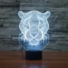 Голова льва 3D Glow светодиодный сенсорный выключатель Art Скульптура огни Уникальный 7 цветов световых эффектов и 3D удивительный подарок