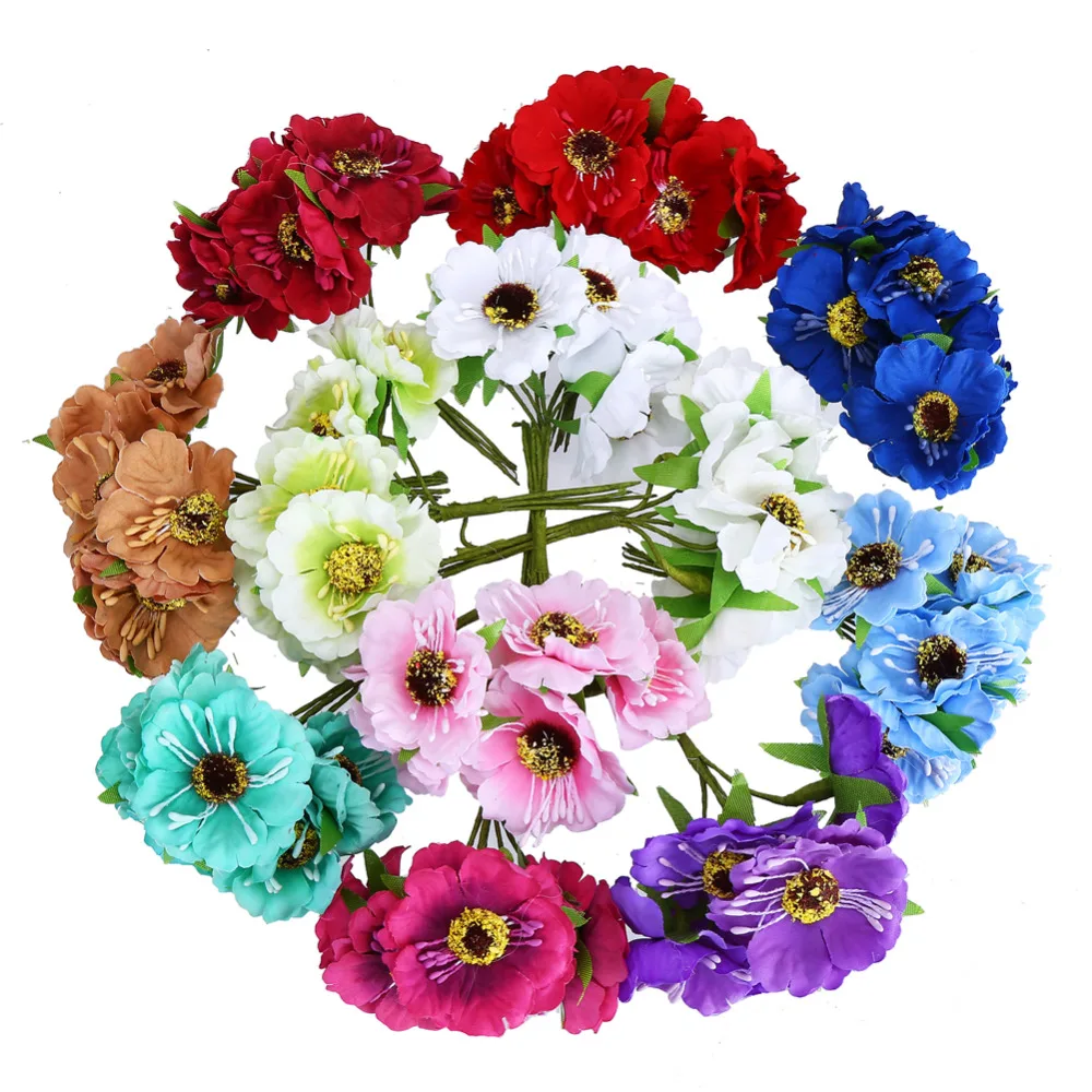 

CCINEE Artificial Flower Head 3.5cm Mix Colors 72PCS/Bag Used For DIY Decoration