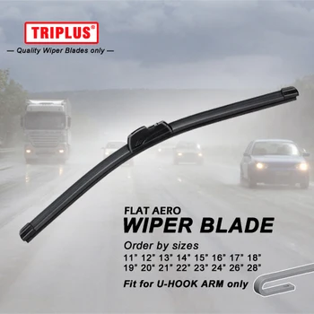 

U Hook Wiper Blade 11" 12" 13" 14" 15" 16" 17" 18" 19" 20" 21" 22" 23" 24" 26" 28" Flat Aero Soft Windscreen Wiper J Hook, 1 pc