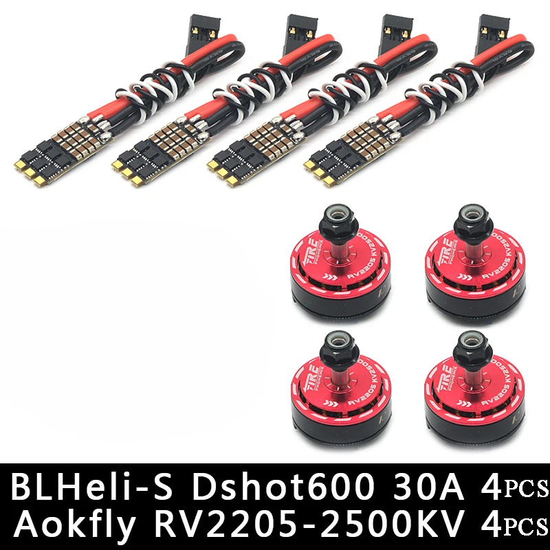 

Power Kit 4PCS 2-6S Dshot600 PWM Oneshot 30A ESC BLHeli-S 16.X + 3-4S 2205 2500KV Motors For FPV RC Drone DIY Accessories