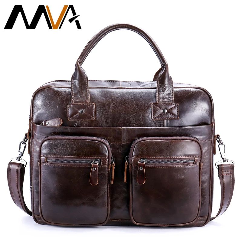 MVA Men's Briefcase Genuine Leather Messenger Bag Men Lawyer Computer
