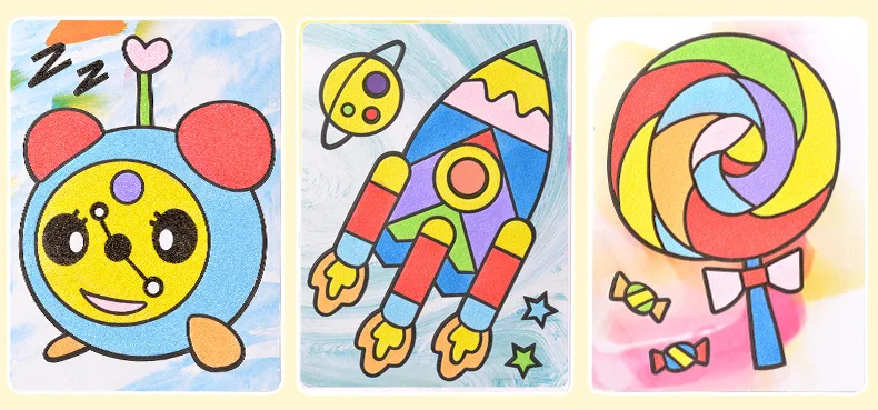 Рисование песком художественные наборы Цветной Рисунок игрушки мультфильм DIY ручной работы Todller счастливый замечательный 26 шт./компл. игрушки